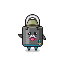 cute padlock as veteran cartoon