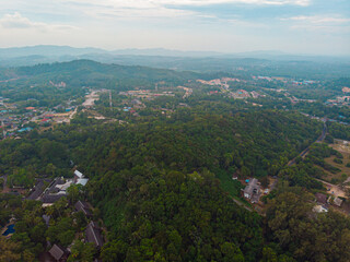 Aerial drone view from top of rural area in Tanjung Jara, Dungun, Terengganu, Malaysia