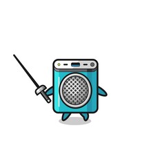 power bank earth cartoon as fencer mascot