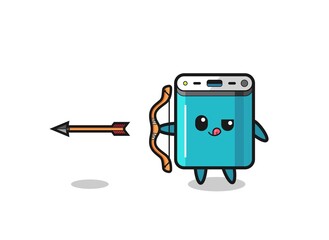 illustration of power bank character doing archery