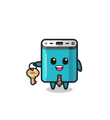 cute power bank as a real estate agent mascot