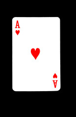 Ace of Hearts Playing Card on Black Background