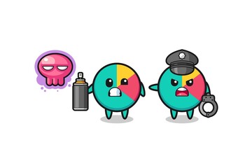 chart cartoon doing vandalism and caught by the police