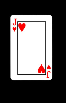 Jack of Hearts Playing Card on Black Background