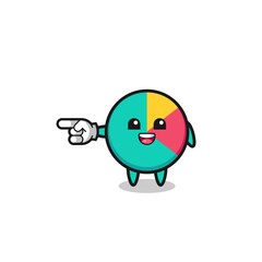 chart cartoon with pointing left gesture