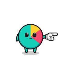 chart mascot with pointing right gesture