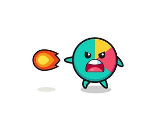 cute chart mascot is shooting fire power