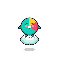 cute chart illustration riding a floating cloud