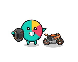 cute chart cartoon as a motorcycle racer