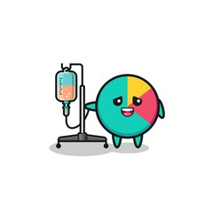 cute chart character standing with infusion pole