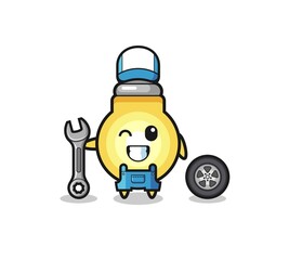 the light bulb character as a mechanic mascot