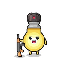 cute light bulb cartoon as Russian army