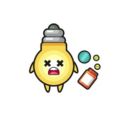 illustration of overdose light bulb character