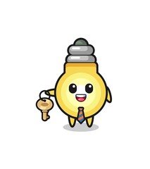 cute light bulb as a real estate agent mascot