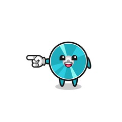 optical disc cartoon with pointing left gesture