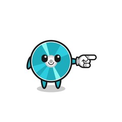 optical disc mascot with pointing right gesture