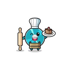 optical disc as pastry chef mascot hold rolling pin