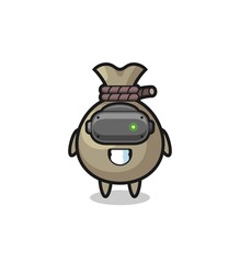 Obraz premium cute money sack using VR headset