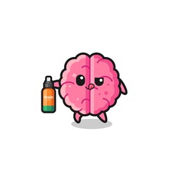 cute brain holding mosquito repellent