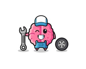 the brain character as a mechanic mascot