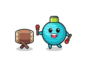 exercise ball muslim cartoon is beating the bedug