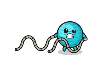illustration of exercise ball doing battle rope workout