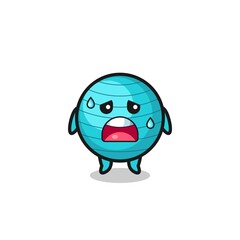 the fatigue cartoon of exercise ball