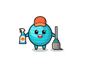 cute exercise ball character as cleaning services mascot