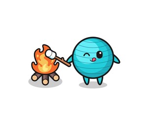 exercise ball character is burning marshmallow