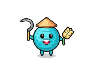exercise ball Asian farmer holding paddy