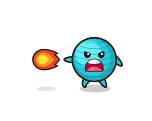 cute exercise ball mascot is shooting fire power