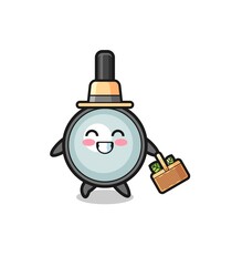 magnifying glass herbalist character searching a herbal