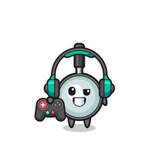 Fototapeta premium magnifying glass gamer mascot holding a game controller