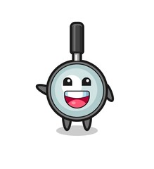 happy magnifying glass cute mascot character