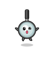 magnifying glass character is jumping gesture