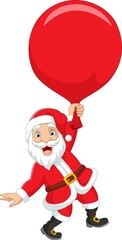 Cartoon santa claus with huge red bag