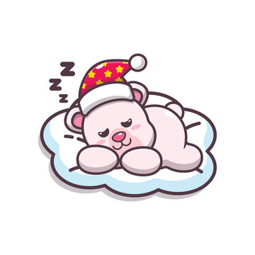 Cute polar bear sleep. Cute cartoon animal illustration. Cute cartoon animal illustration.