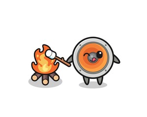 loudspeaker character is burning marshmallow