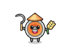 loudspeaker Asian farmer holding paddy