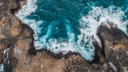 Long Exposure Drone Shot of Blow Hole Point New South Wales Australia