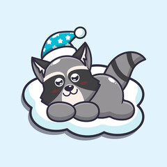 Cute raccoon sleep. Cute cartoon animal illustration. Cute cartoon animal illustration. © Artprodite