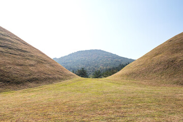 the beautiful view of  royal tumb, Gyeongju, Korea