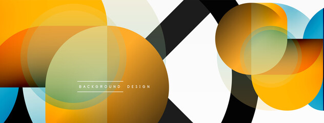 Fototapeta premium Creative geometric wallpaper. Minimal circle triangle and square line abstract background. Vector illustration for wallpaper banner background or landing page