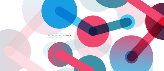 Line points connections geometric abstract background. Circles connected by lines. Trendy techno business template for wallpaper, banner, background or landing