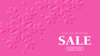 A winter sale vector banner background. Concept design for seasonal promotion. Winter sale text and snowflakes composition.