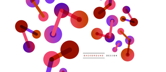 Abstract background. Round dots connected by lines. Trendy techno business template for wallpaper, banner, background or landing