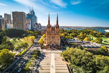 Photo sur Plexiglas Sydney Drone Shot of St Mary's Cathedral