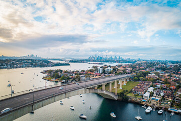 Drone Shot of Gladesville Bridge Sydney Australia
