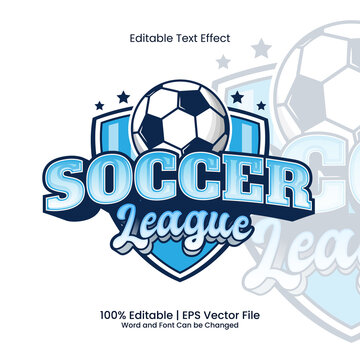 Soccer League emblem logo elements text effect editable