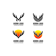 minimalist and stylish nature horn deer logo icon